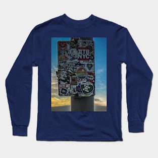 New York City Stickers Brooklyn Bridge Sunset Long Sleeve T-Shirt